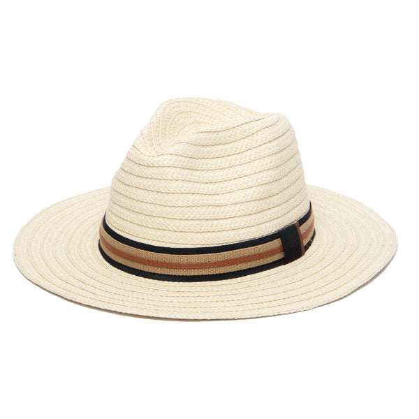 san diego hat company Men's Panama With Layered Webbing & Faux Leather Trim