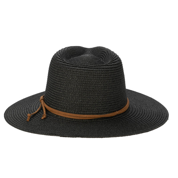San Diego Hat Company Men's Paperbraid Fedora With Faux Suede Looped Braid Black