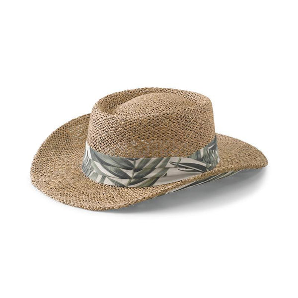 san diego hat company Men's Seagrass Gambler Natural W/ Print