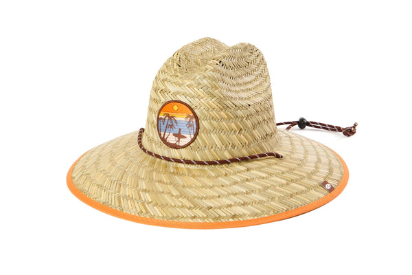 san diego hat company Men's Straw Lifeguard with Vintage Surf Patch