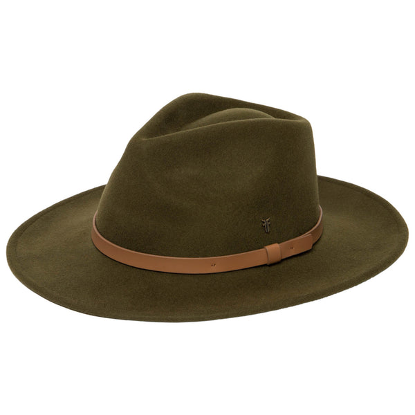 San Diego Hat Company Men's Wool Felt Pinch Crown Fedora With Leather Band By FRYE