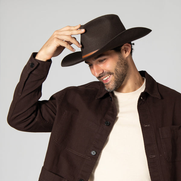 San Diego Hat Company Men's Wool Felt Western Fedora With Faux Leather Band