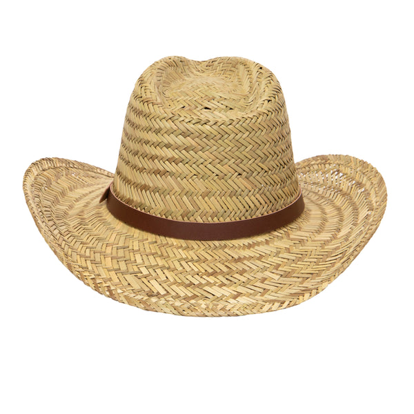 San Diego Hat Company Men's Woven Rush Straw Cowboy With Pu Band