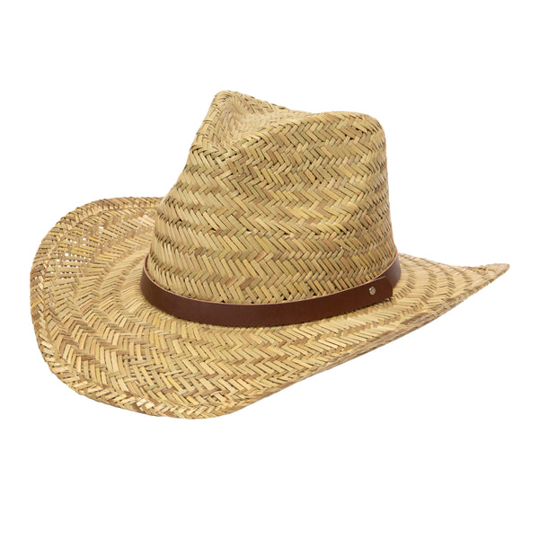 san diego hat company Men's Woven Rush Straw Cowboy With Pu Band