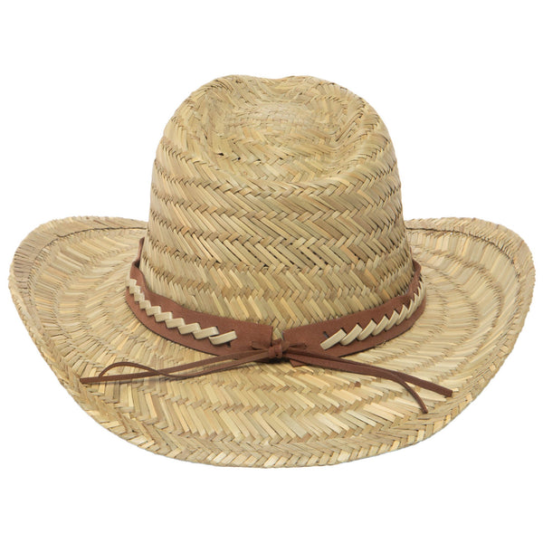 San Diego Hat Company Men's Woven Rush Straw Pinch Crown Cowboy