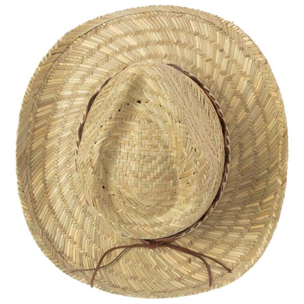 San Diego Hat Company Men's Woven Rush Straw Pinch Crown Cowboy
