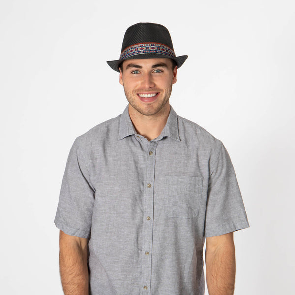 San Diego Hat Company Mens Cut And Sew Paper Stingy Brim Fedora Black