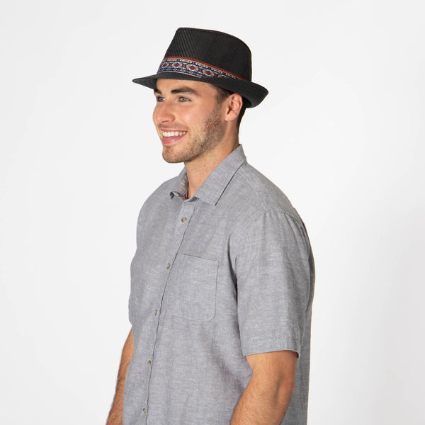 San Diego Hat Company Mens Cut And Sew Paper Stingy Brim Fedora Black