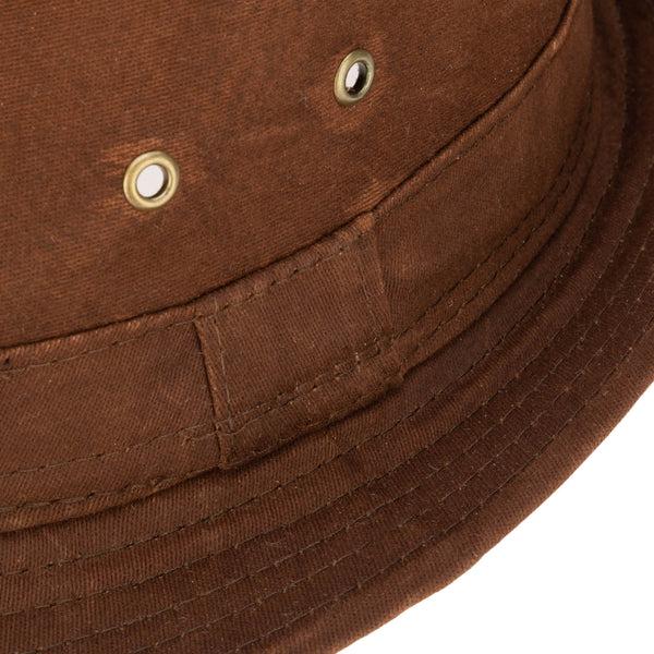 San Diego Hat Company Mens Cut And Sew Waxed Cotton Stingy Brim Fedora Tan