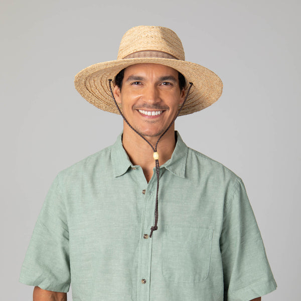 San Diego Hat Company Mens Raffia Fedora Lifeguard With Chin Cord