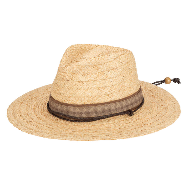 san diego hat company Mens Raffia Fedora Lifeguard with Chin Cord