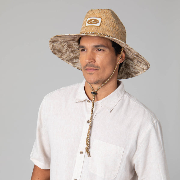San Diego Hat Company Mens Rush Straw Lifeguard With Tropical Palm Leaf Under-brim