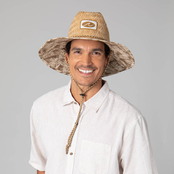 San Diego Hat Company Mens Rush Straw Lifeguard With Tropical Palm Leaf Under-brim