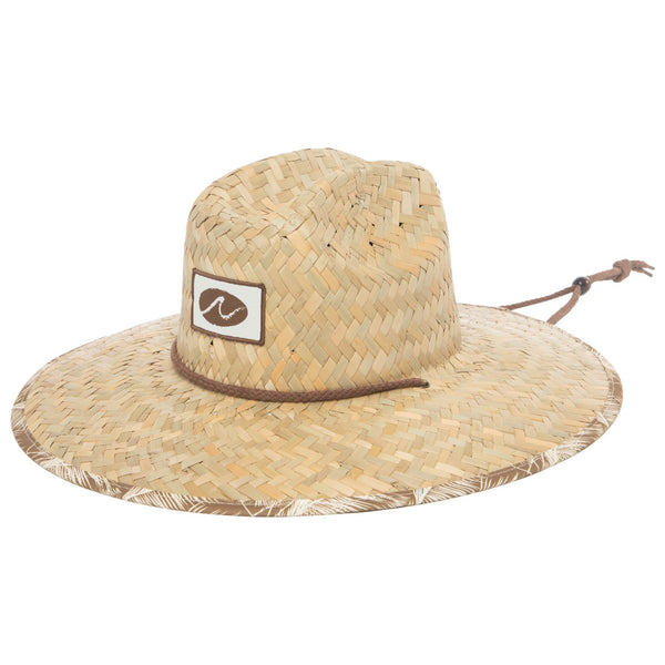 san diego hat company Mens Rush Straw Lifeguard with Tropical Palm Leaf Under-brim