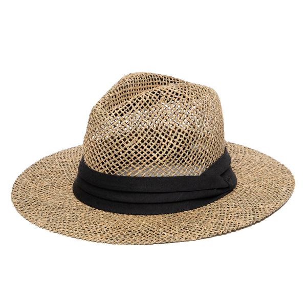 san diego hat company Mens Rush Straw Wide Brim Fedora Black