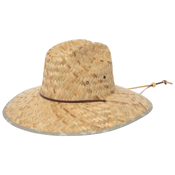 san diego hat company Mens Straw Lifeguard with Palm Tree Printed Under-brim