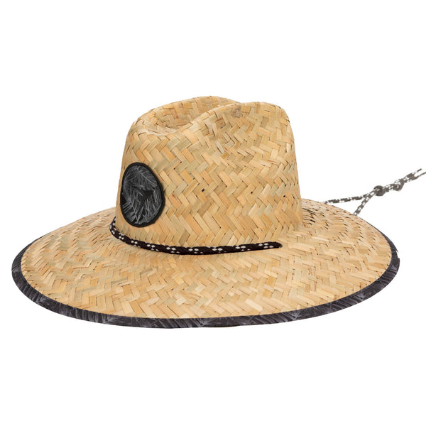 san diego hat company Mens Straw Lifeguard with Tropical Printed Under-brim Black