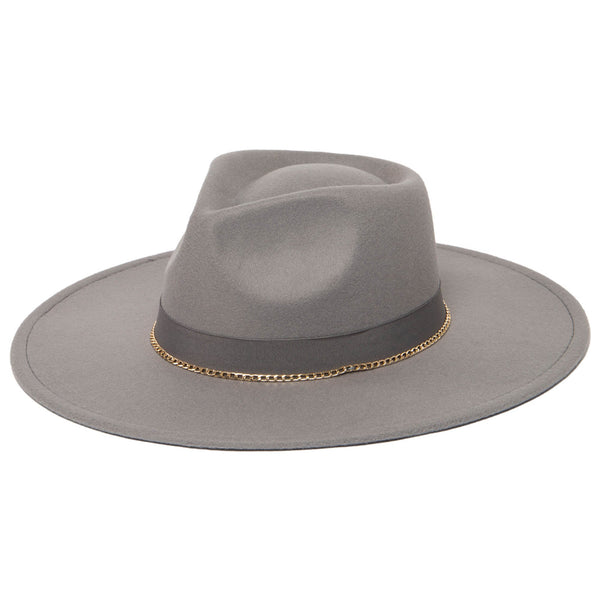san diego hat company Mia - Faux Felt Fedora with Pinch Crown and Gold Trim Band Charcoal