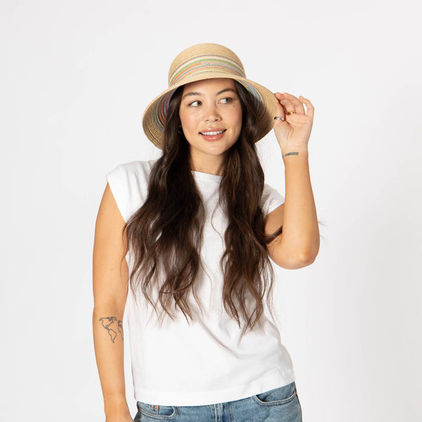 San Diego Hat Company Milta - Mixed Crochet Raffia Bucket Hat