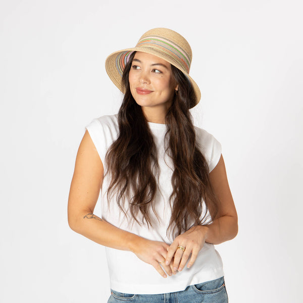 San Diego Hat Company Milta - Mixed Crochet Raffia Bucket Hat