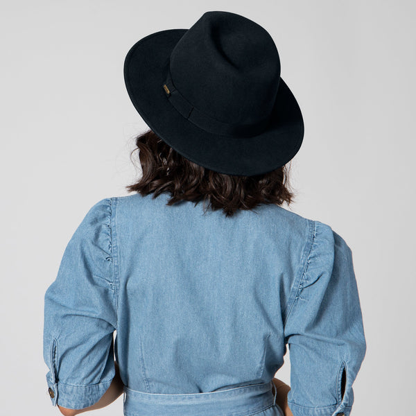 San Diego Hat Company Myra - Women's Fedora With Bow Black