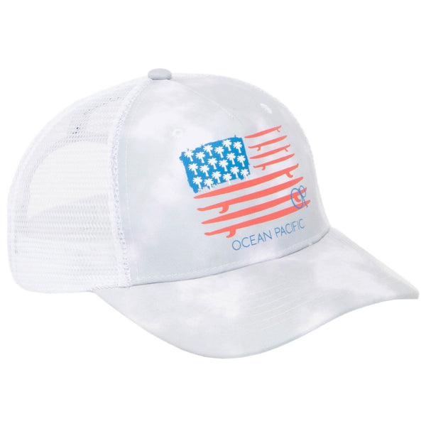 San Diego Hat Company Ocean Pacific - 5 Panel Trucker Hat With American Flag