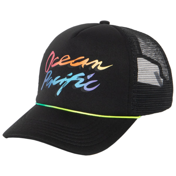 san diego hat company Ocean Pacific - 5 Panel Trucker Hat with Neon Logo