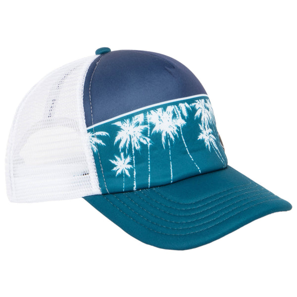San Diego Hat Company Ocean Pacific - 5 Panel Trucker Hat With White Palm Tree Print