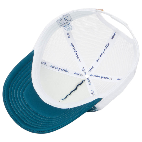 San Diego Hat Company Ocean Pacific - 5 Panel Trucker Hat With White Palm Tree Print