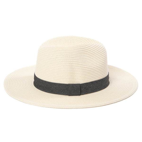 San Diego Hat Company Out Of Office - Ultrabraid Fedora With Chambray Band (UBM4457) White