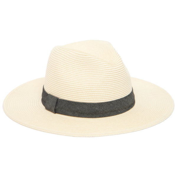 san diego hat company Out of Office - Ultrabraid Fedora With Chambray Band (UBM4457) White