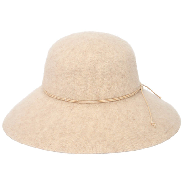 san diego hat company Park Lane - Wool Blend Floppy Hat with Leather Cording Trim Beige