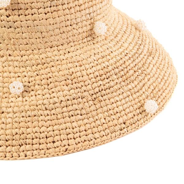 San Diego Hat Company Perla - Crochet Raffia Bell Bucket Hat