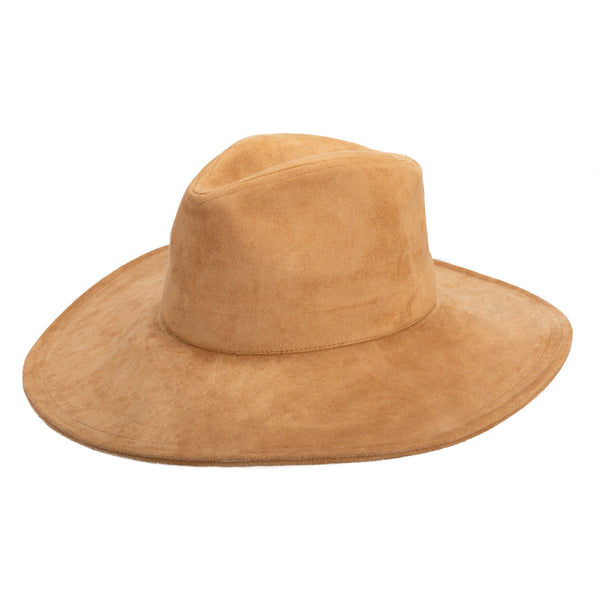 san diego hat company Pioneer - Cut & Sew Faux Suede Fedora Camel