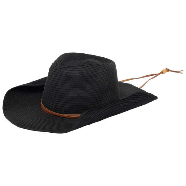 san diego hat company Sadie - Women's Cowboy with Adjustable Chin Cord Black