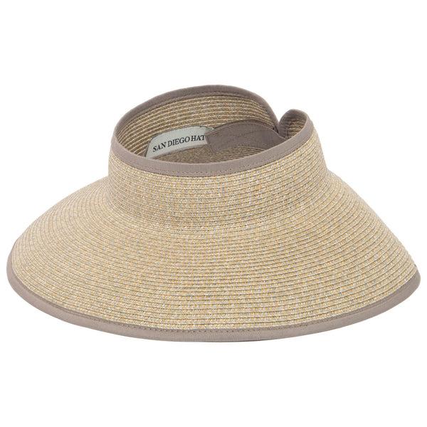 San Diego Hat Company San Diego Hat Company's Signature Women's Ultrabraid Large Brim Visor Grey/Tan