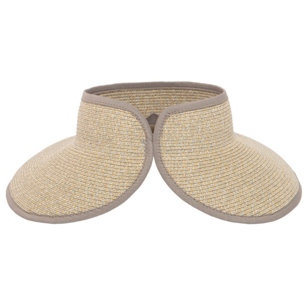 San Diego Hat Company San Diego Hat Company's Signature Women's Ultrabraid Large Brim Visor Grey/Tan