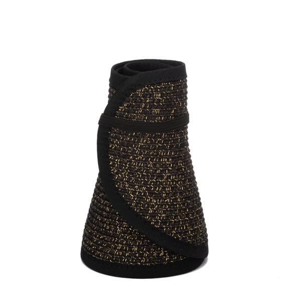 San Diego Hat Company Shimmer - Ultrabraid Mini Roll Up Visor W/ Gold Lurex Black
