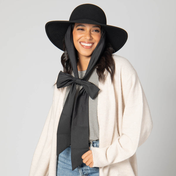 San Diego Hat Company Stella - Wool Felt Floppy Hat With Eleongated Chin Ties (WFH8255)