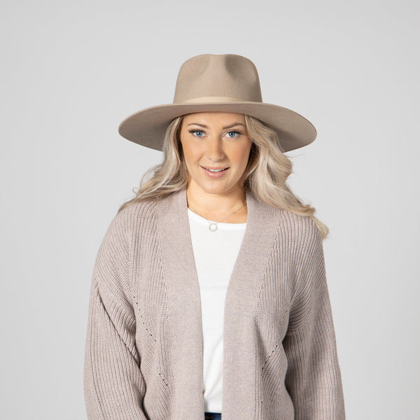 San Diego Hat Company The Julian - Wool Felt Stiff Brim Fedora Black