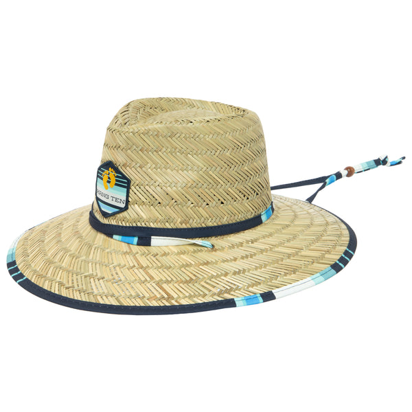 san diego hat company Tubular- Lifeguard Hat with Navy Striped Under Brim Print by Hang Ten