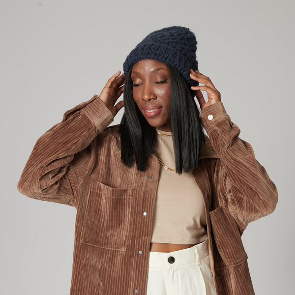 San Diego Hat Company Valerie - Hand Crochet Knit Cuff Beanie Navy