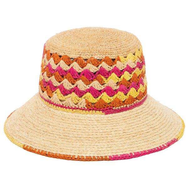 San Diego Hat Company Viviana - Crochet & Braided Raffia Bucket Hat