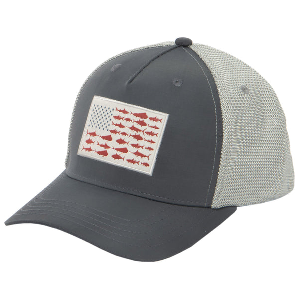 san diego hat company Water Performance - Mens Americana Fishing Trucker Hat Charcoal