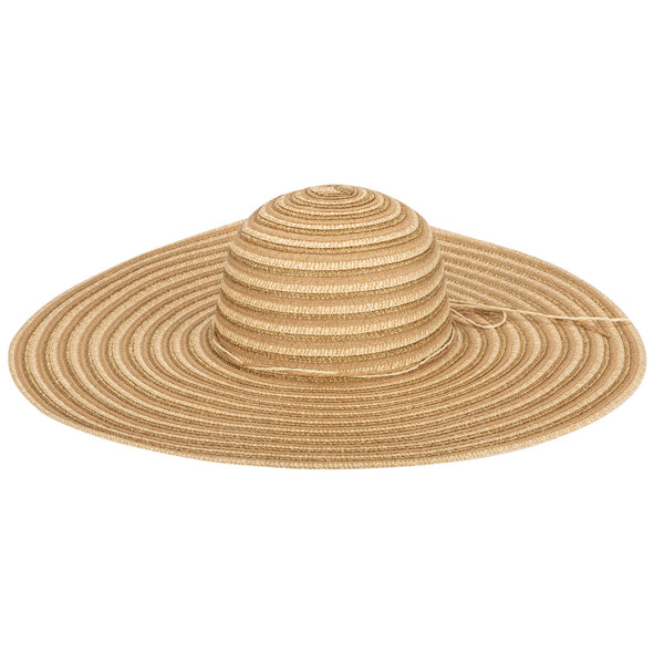 san diego hat company Wide Brim Floppy Sun Hat with Gold Lurex (UBL6836) Natural/Gold