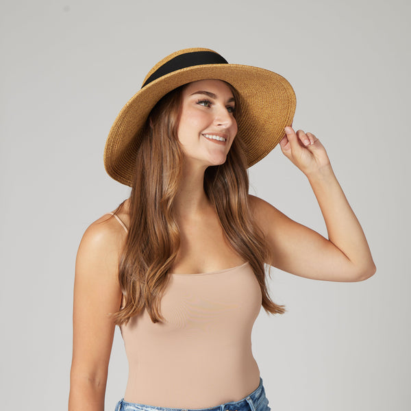 San Diego Hat Company Women's Collapsible Crown Sun Hat Black