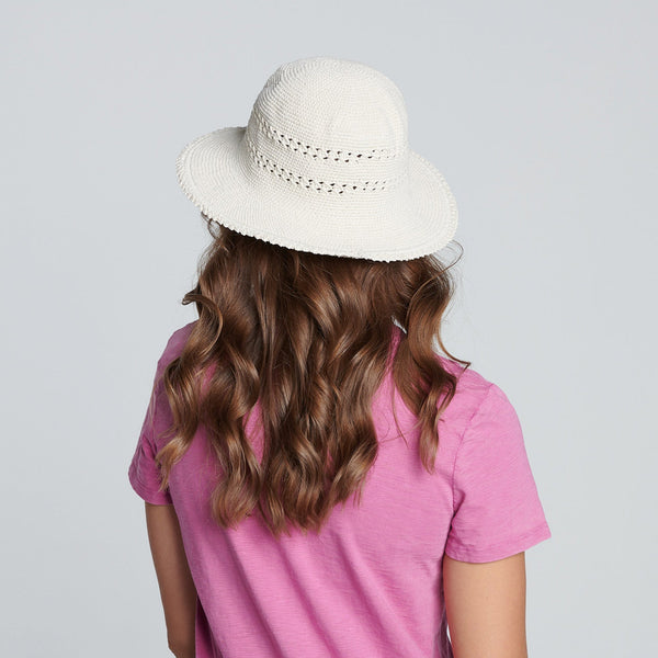 San Diego Hat Company Women's Cotton Crochet Hat Medium Brim Tan