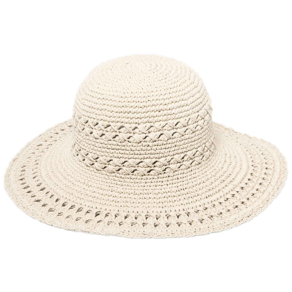 san diego hat company Women's Cotton Crochet Hat With A Large Brim Natural