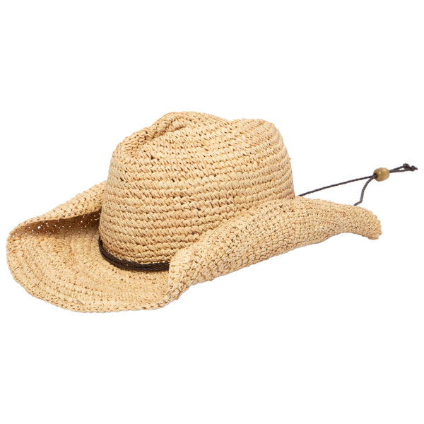 san diego hat company Women's Crocheted Raffia Cowboy Hat Brown