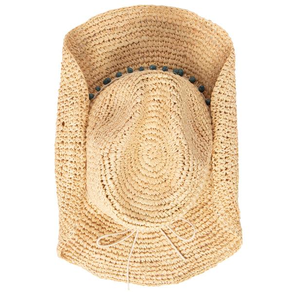 San Diego Hat Company Women's Crocheted Raffia Cowboy Hat With Stone Trim Coral
